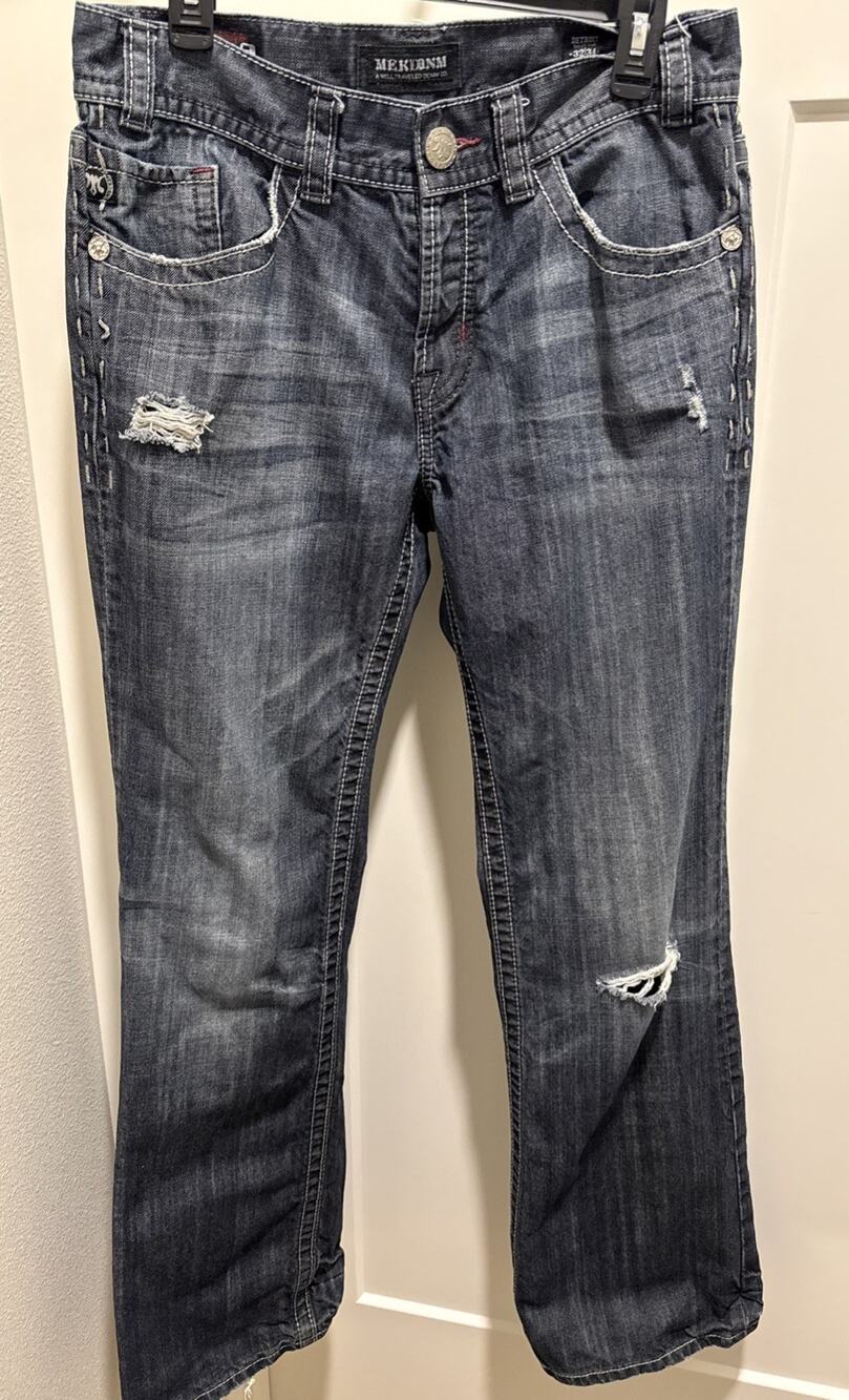 MEK Denim Baggy Grunge Jeans Men’s 32x34 Blue Button Fly - Boot Cut